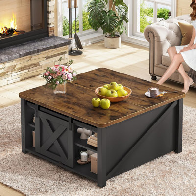 Gracie Oaks Veronike Square Farmhouse Lift Top Coffee Table